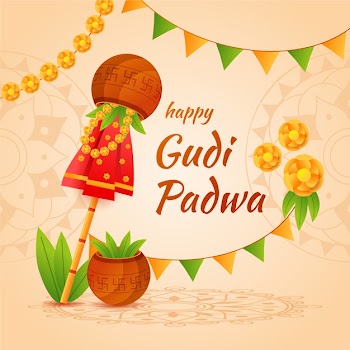 Flat design gudi padwa Free Vector