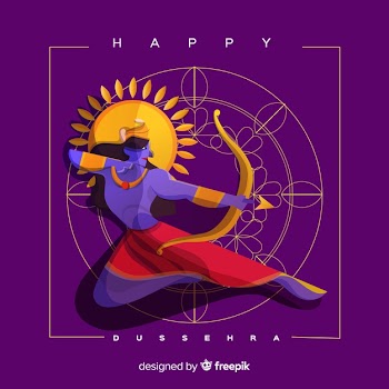 Flat design happy dussehra background Free Vector