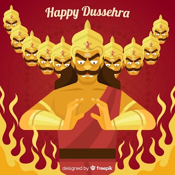 Flat design happy dussehra background Free Vector