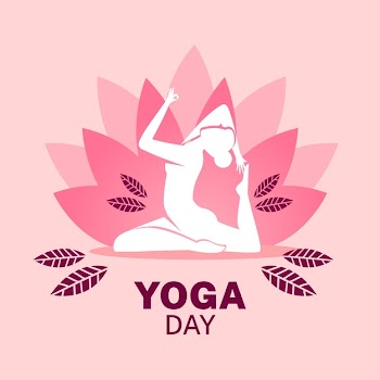 Flat design international day of yoga Free Vector