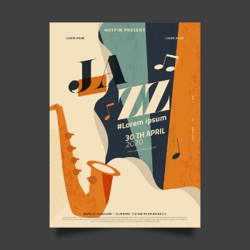Flat design international jazz day template concept Free Vector