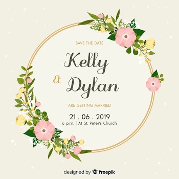 Flat design of a floral wedding invitation Free Vector