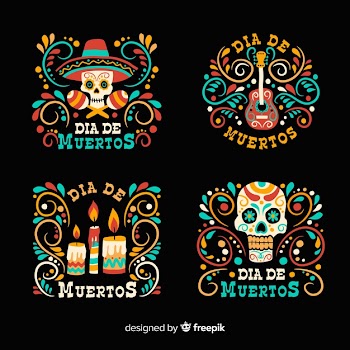 Flat design of day of the dead badge Free Vector