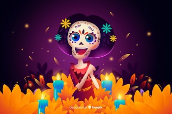 Flat design of dia de muertos background Free Vector