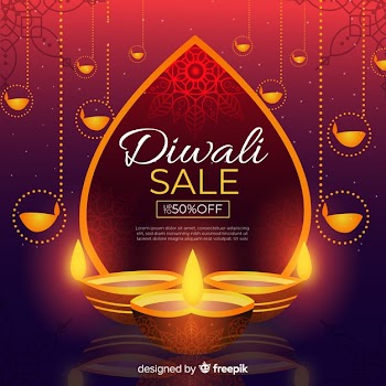 Flat design of diwali sale Free Vector