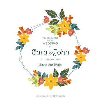 Flat design of floral frame wedding invitation Free Vector