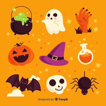 Flat design of halloween element collection Free Vector