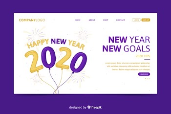 Flat design of new year landing page Free Vector