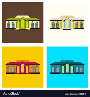 Flat design of retro city house old building vector image