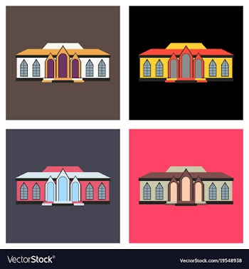 Flat design of retro city house old building vector image