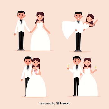 Flat design of wedding couple collection Free Vector