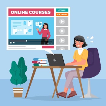 Flat design online courses illustration Free Vector