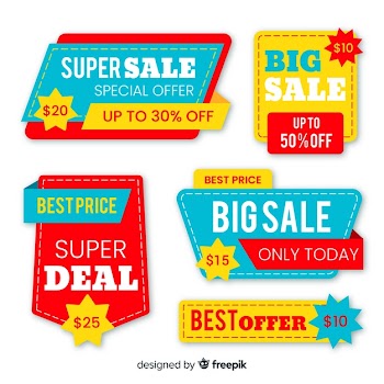 Flat design sales label collection Free Vector