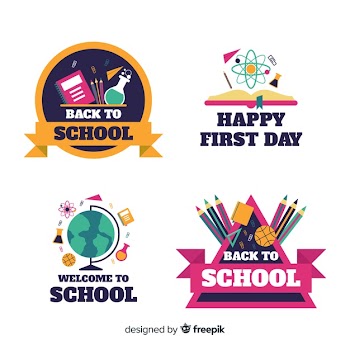 Flat design school logo collection Free Vector
