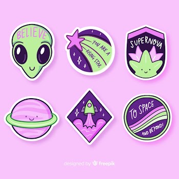 Flat design space stiker collection Free Vector