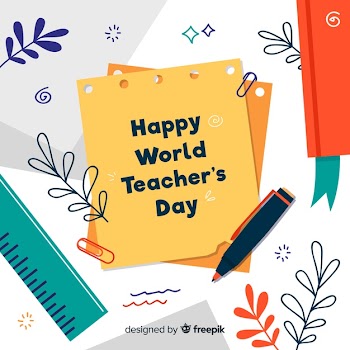 Flat design teachers day background Free Vector