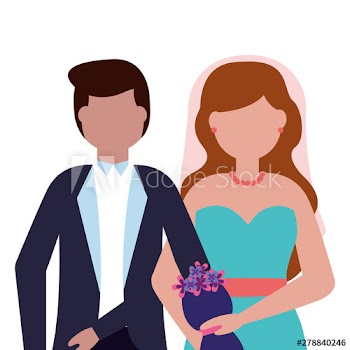 flat design wedding people groom and bride