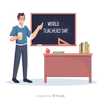 Flat design world teacher's day background Free Vector