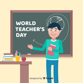 Flat design world teachers day Free Vector