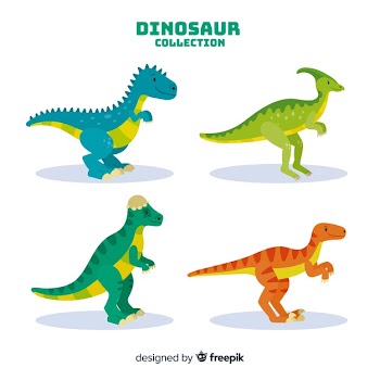 Flat dinosaur collection Free Vector