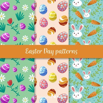 Flat easter pattern collection