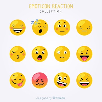 Flat emoticon reaction collectio Free Vector