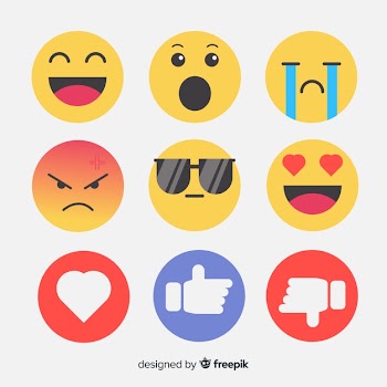 Flat emoticon reaction collection Free Vector