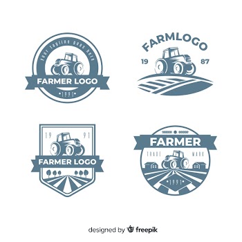 Flat farm logo template collection Free Vector