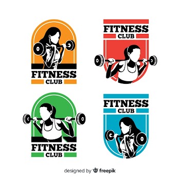 Flat fitness logo template collection Free Vector