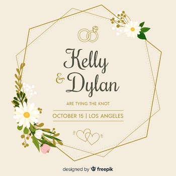 Flat floral frame of a wedding invitation Free Vector