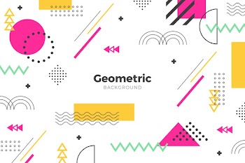 Flat geometric pink shapes background Free Vector