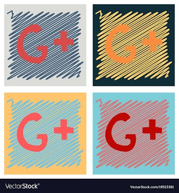 Flat google plus icons on background vector image