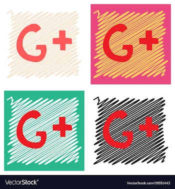 Flat google plus icons on background vector image