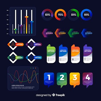 Flat gradient infographic with stats Free Vector