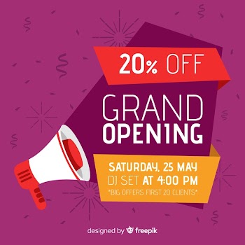 Flat grand opening background Free Vector