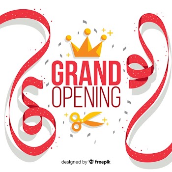 Flat grand opening background Free Vector