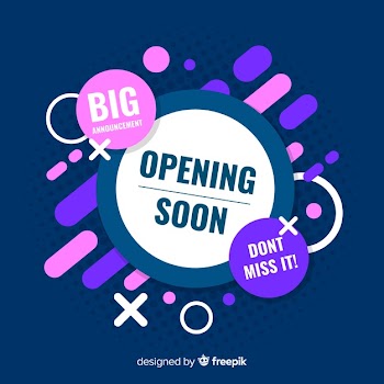 Flat grand opening decorative background Free Vector