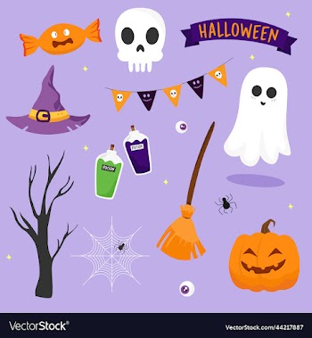flat halloween element design collection