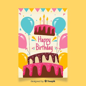 Flat happy birthday card template Free Vector