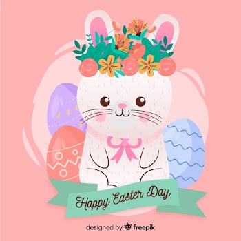 Flat happy easter day background