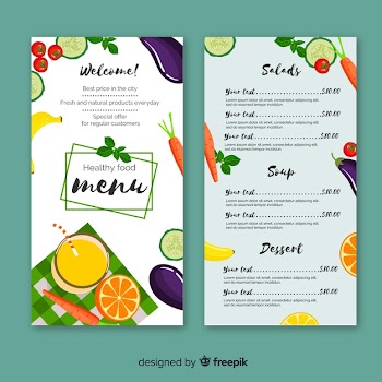 Flat healthy menu template
