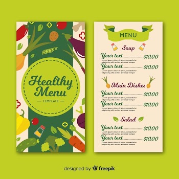 Flat healthy menu template Free Vector