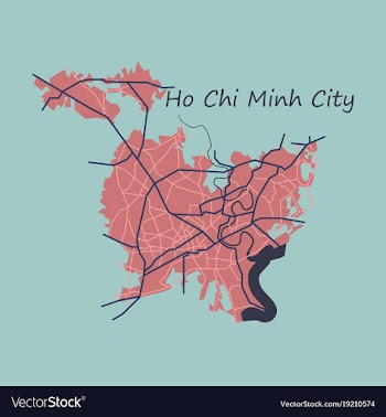 Flat ho chi minh city administrative map vector image