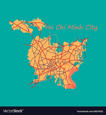 Flat ho chi minh city administrative map vector image
