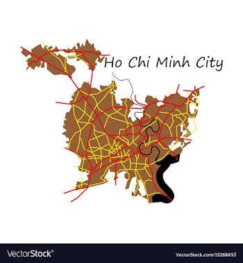 Flat ho chi minh city administrative map vector image