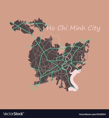 Flat ho chi minh city administrative map vector image