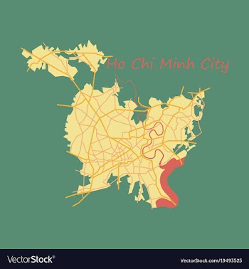 Flat ho chi minh city administrative map vector image