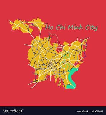 Flat ho chi minh city administrative map vector image