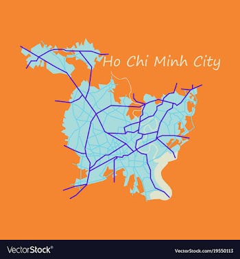 Flat ho chi minh city administrative map vector image