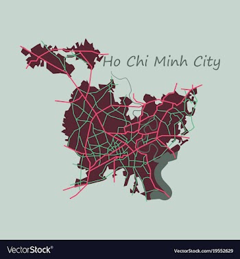 Flat ho chi minh city administrative map vector image